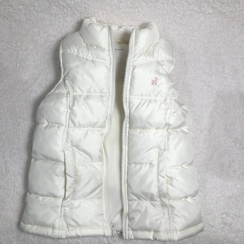 Old Navy Girls White Warm Puffer Vest Size S